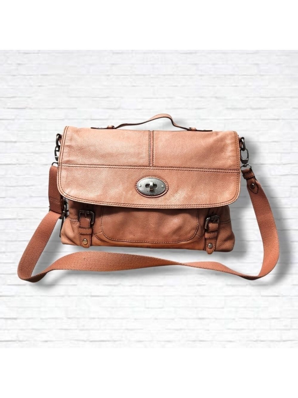 Fossil Maddox Pink "Long Live Vintage 1954" Collection Messenger Laptop Bag